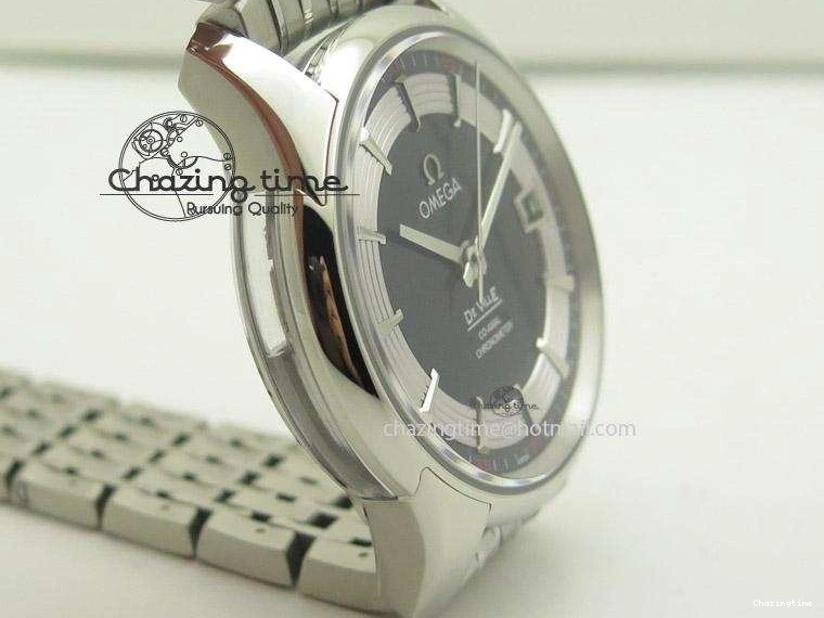 0226 De Ville Hour Vision Co-Axial 41mm SS V6F Best Edition Black Dial On SS Bracelet A BestValue 8277